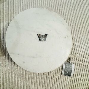 CAKE STAND WHITE Natural MARBLE And Gold 10”